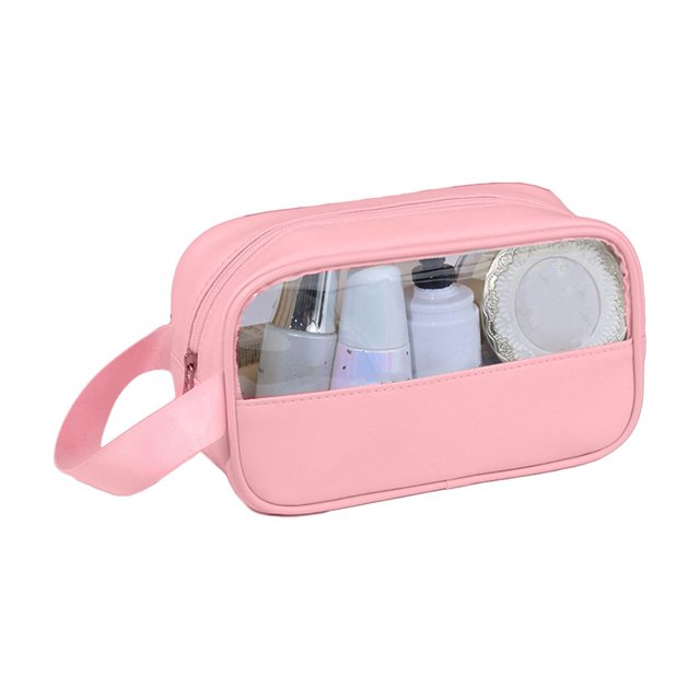 CSChome Trousse de Maquillage Imperméable Grande Capacité PVC Transparent Portable Trousse de Toilette de Voyage avec Poignée et Fermeture Éclair