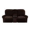 thumbnail image 3 of Housse de Causeuse Inclinable 2024 avec Housse pour Console Centrale, Housse Extensible en Velours 8 Pcs pour Canapé Inclinable 2 Places, Bleu Paon, 3 of 10