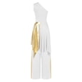 thumbnail image 2 of TiaoBug Lyrical Dance Outfits for Women Praise Worship One Shoulder Irregular Dress Tops with Pants White L, 2 of 7