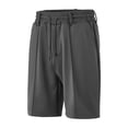 thumbnail image 4 of Men Shorts Casual European Solid Color Drawstring Waistband Pineapple Grid Business Beach Shorts Athletic Shorts Grey L, 4 of 6