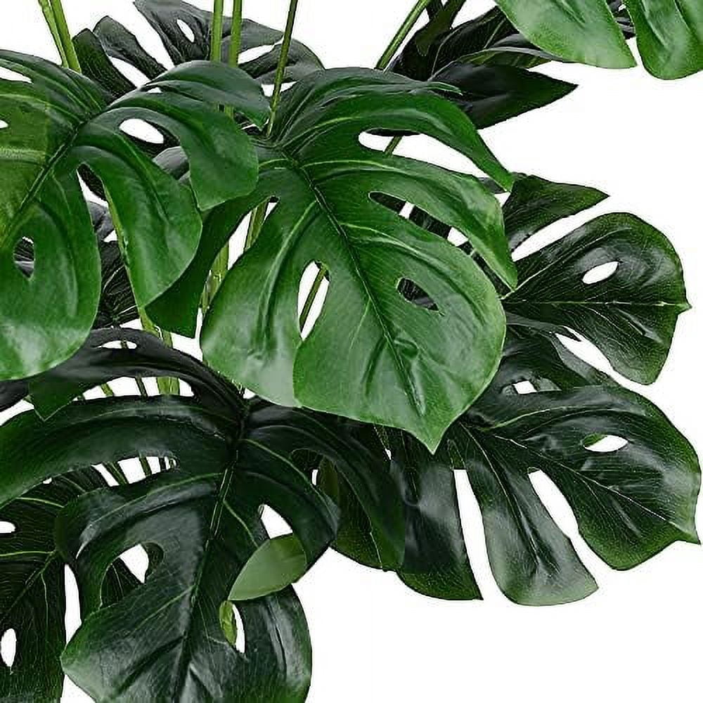 Artificial Monstera Deliciosa Plant，18 Leaves Artificial Tropical Monstera， Faux Fake Monstera Turtle Leaf Tropical Large Palm Tree Leaves Plant Outdoor UV Resistant Plastic Plants (A)