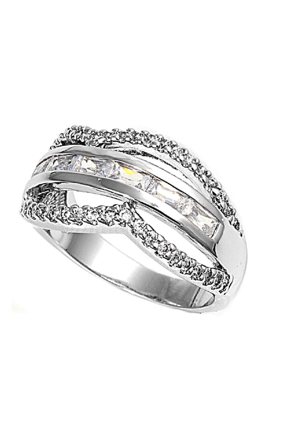 Designer Style Cubic Zirconia Ring Sterling Silver 925 Size 5