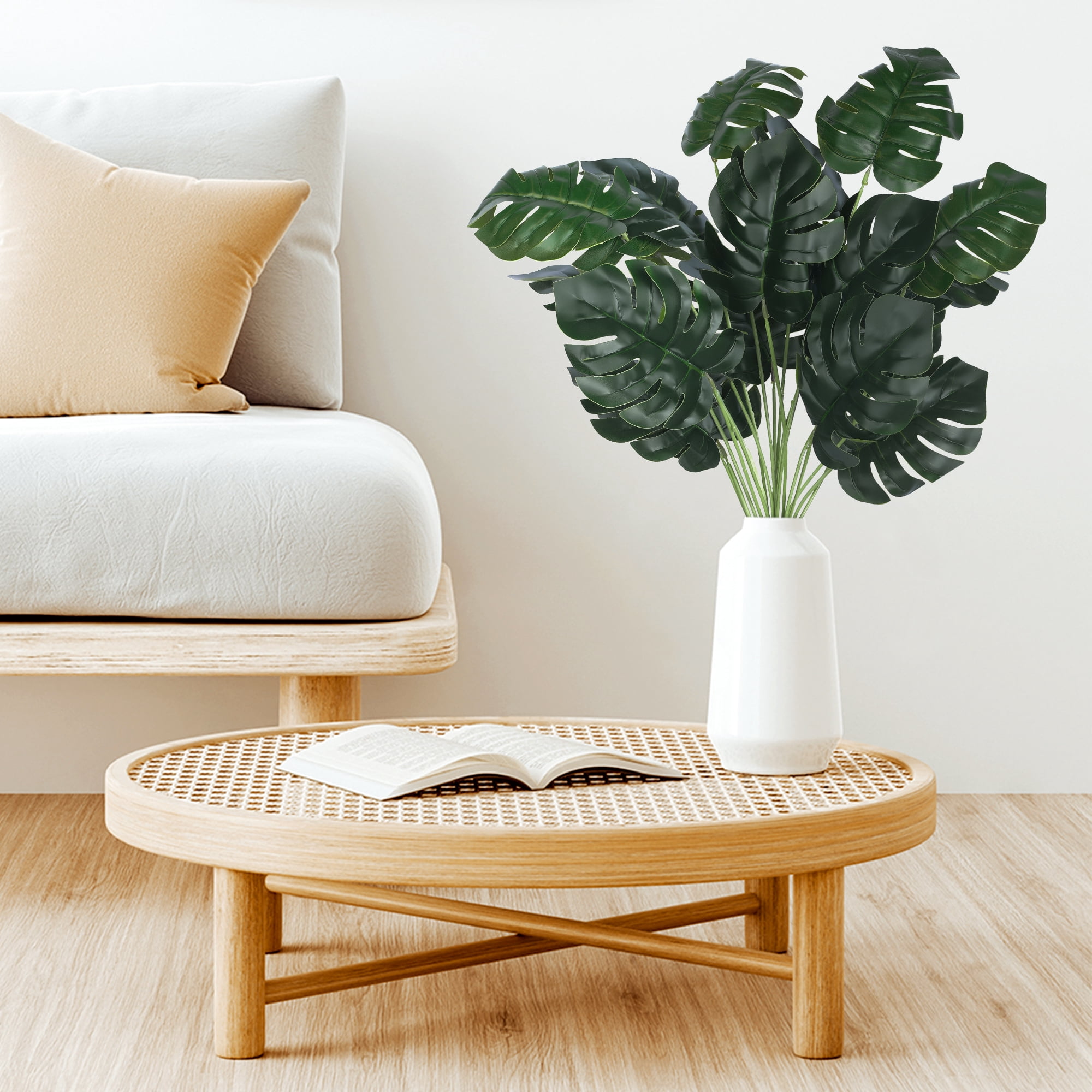 Unique Bargains Artificial Stems Leaves Faux Greenery Plants for Home Decor Green Leaves