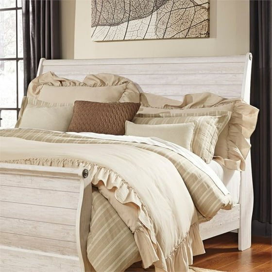Ashley Willowton Queen Sleigh Headboard In Whitewash Com