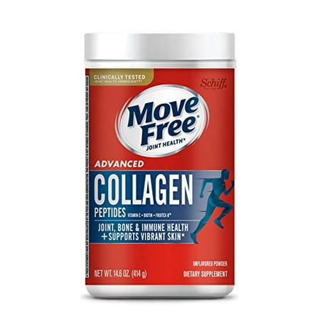 Collagen Peptides Powder  Move Free Hydrolyzed Collagen Powder for Women & Men  Supports Joint  Bone & Immune Health & Vibrant Skin* with FruiteX-B  Biotin and Vitamin C  Unflavored (27 Servings) exp 8/2023