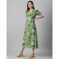 thumbnail image 3 of Moomaya Womens Printed Front Slit Dress, Puffed Sleeves, Styles Back Ties Midi Dress, 3 of 8