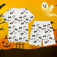 thumbnail image 2 of Dlasu Outfit Sets for Toddler Boy Halloween Short Sleeve Allover Ghost Print Shirt and Pants Clothing Suits for Children's Set, 2 of 3