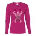 thumbnail image 2 of Wild Bobby Tough Guys Wear Pink Boxer Breast Cancer Awareness Women Graphic Long Sleeve Tee, Fuschia, Large, 2 of 6