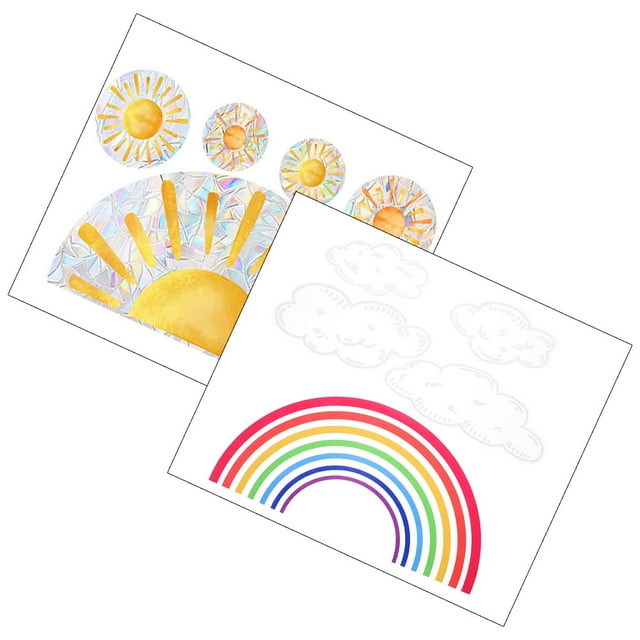 PTOOTP Window Stickers For Home Decorative Glass Sticker PVC Easy to Remove for Renters 2 Sheets