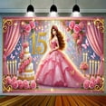 thumbnail image 4 of Quinceaera Backdrop Gold Mis Quince 15th Birthday Photography Background for Girls Pink Floral Flower Butterfly Princess Quinceanera Happy 15th Birthday Party Decorations Banner Photo Booth Props, 4 of 6