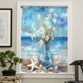 thumbnail image 4 of Spring Floral Semi Sheer Curtains Drapes for Living Room,Bedroom,French Doors Window 108 Inches Long,Coastal Blue Oil Painting Botanical Daisy Rod Pocket Chiffon Curtain Drapery Voile Drape Panel, 4 of 6