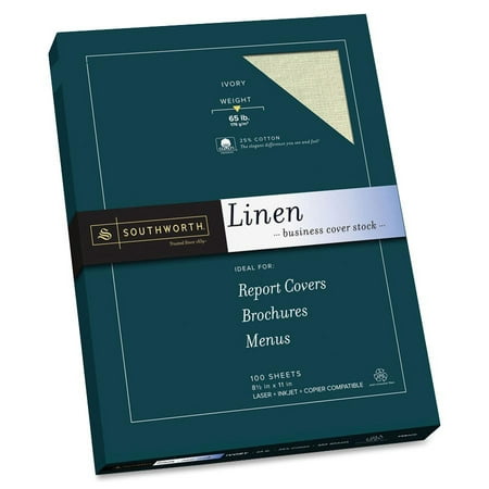 Southworth 25% Cotton Linen Business Cover Stock, Ivory, 100 / Box (Best Printer For Printing Business Cards)