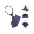 thumbnail image 2 of INSPIRE CHIC Men's Pre-Tied Zipper Tie Solid Color Formal Casual Adjustable Wide Tie Purple 35cm/13.8', 2 of 6