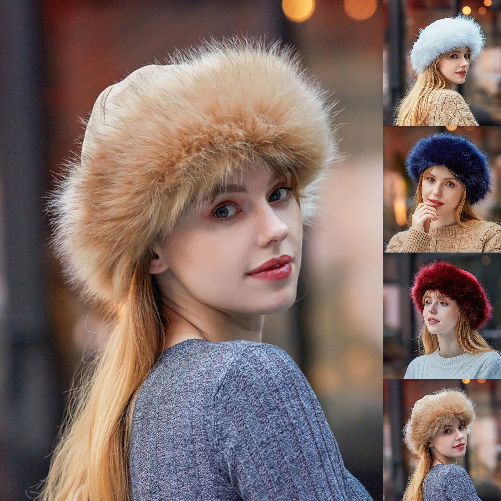 Leaveforme Faux Mink Fox Fur Braided Warm Thick Hat,Faux Fur Hats for