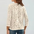 thumbnail image 4 of Fshiont Womens Cardigan 3/4 Length Sleeve Lightweight Lace Open Front Cardigans Summer Casual Loose Fashion Tops Beige S, 4 of 5