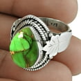 thumbnail image 2 of Genuine Green Copper Turquoise Gemstone Ring, Solid 925 Sterling Silver Band Ring, Statement Ring, Organic Adorable Ring, Unique Women Gifts Ring, 2 of 3