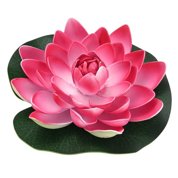 Uxcell 1-Set Artificial Floating Foam Lotus Flower with Water Lily Pad, 6.7 Inch Fake Lotus Flowers Water Lilies [Pink]