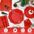 thumbnail image 4 of 96 Pcs Red Paper Plates and Napkins Set Party Supplies, Tableware set for 24 Guest include Disposable Red Scalloped Plates, Napkins and Forks for Baby Shower Bridal Shower Wedding Christmas, 4 of 12