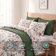 thumbnail image 4 of Regency Heights Full/Queen Comforter Set with Quilt Coverlet, 6-Piece Bed in a Bag Holiday Green Floral Bedding Set with Quilted Bedspread and Shams, Layered Bedding Bundle for All Season, 4 of 11