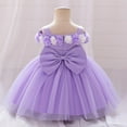 thumbnail image 5 of AUNVITO Baby Sleeveless Princess Dress Strappy 3D Tulle Party Gown Baptism Ceremony Formal Attire Elegant, 5 of 9