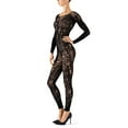 thumbnail image 4 of Natori Natori Floral Romance Long Sleeve Lace Bodysuit - Womens - Female, Small, Black, 4 of 4