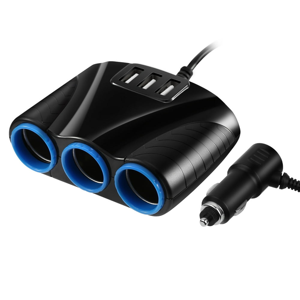 iMounTEK Cigarette Lighter Adapter 51W 3Socket Car Cigarette Lighter Splitter 3.1A 3 USB Ports