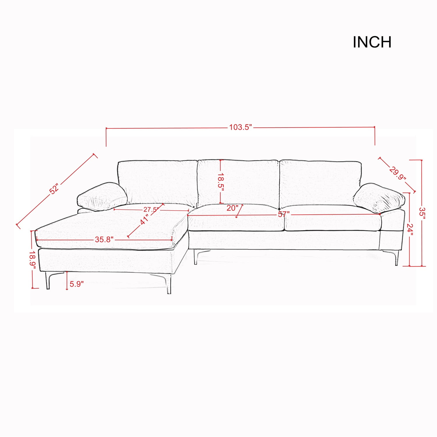 Kadyn Sectional Sofa, 103.5 " Modern L-Shaped Sofa with Metal Legs, Velvet Sectional Sofa Set for Apartment, Black Kadyn Sectional Sofa, 103.5 " Modern L-Shaped Sofa with Metal Legs, Velvet Sectional Sofa Set for Apartment, Black