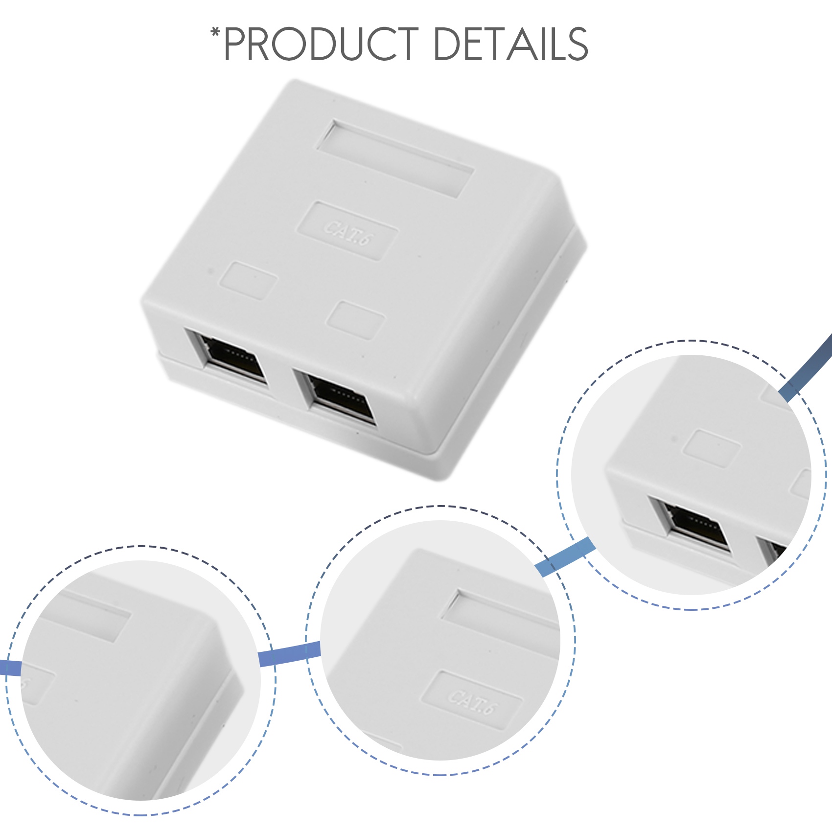 RJ45 Network Socket - Shielded Surface Mounted Double Wall Socket with ...