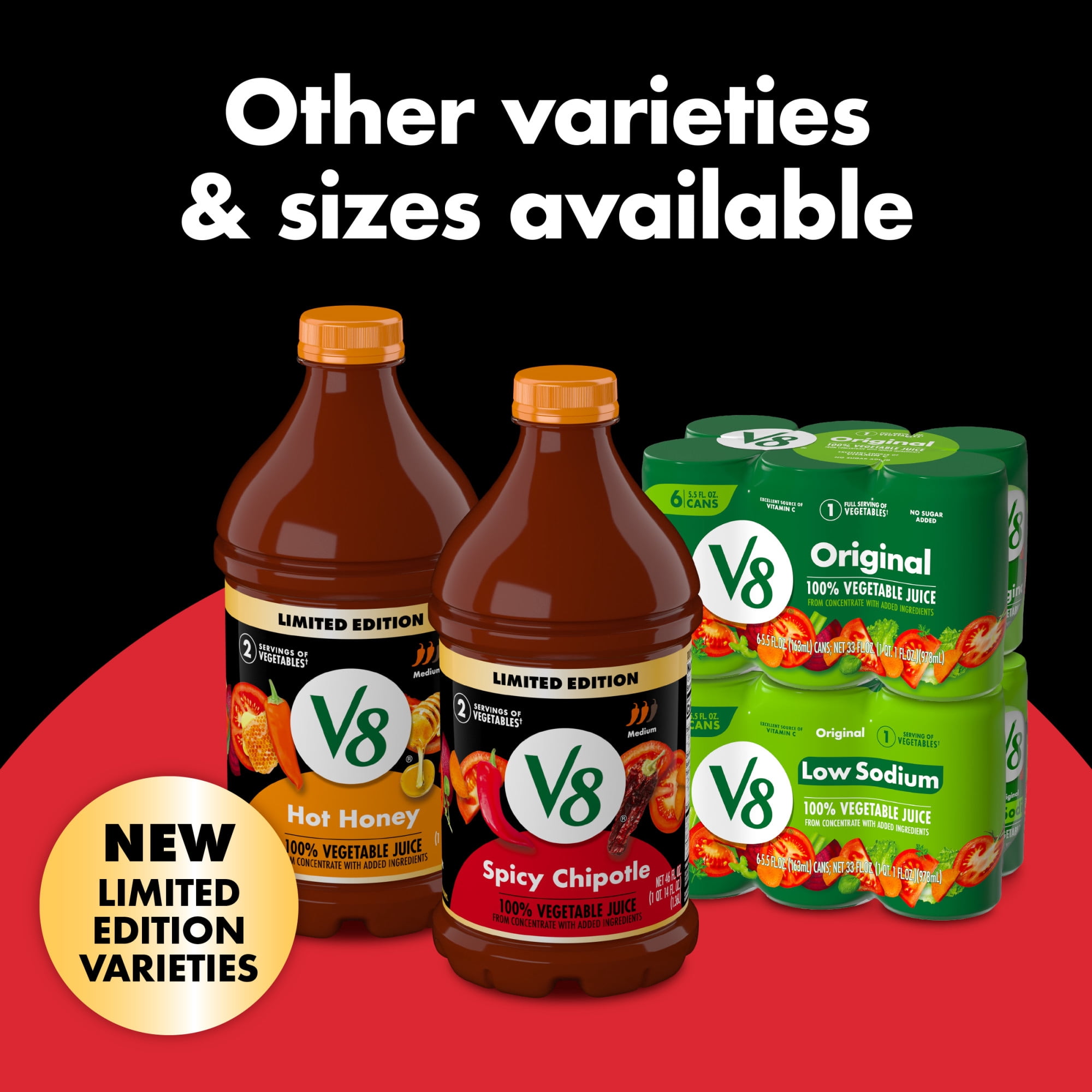 (4 pack) V8 Spicy Chipotle 100% Vegetable Juice, 46 fl oz Bottle