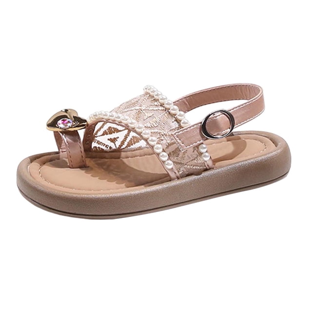 Sandalias de Vestido de Niña Pequeña Glitter Brillante Y Estrella Cómodas Correas Ajustables de Apertura Seguras Sandalias Planas No Solas con Correas de Tobillo