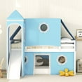 thumbnail image 2 of LOOM Twin Size Loft Bed with Slide Blue Tent and Tower-Blue, 2 of 9