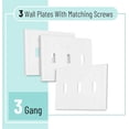 thumbnail image 3 of Bates- Triple Light Switch Wall Plate, 3 Pack, White, Triple Light Switch Cover, Light Switch Cover 3 Gang, 3 Switch Plate Cover, 3 Light Switch Cover Plate, 3 of 7