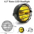 thumbnail image 3 of Retro Vintage Motorcycle Universal Side Mount 35w 6.5 Inch Amber Headlight Cafe With Grille, 3 of 5