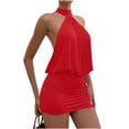 thumbnail image 4 of Maqroz Sleeveless Halter Dress for Women Mini Party Dress Draped Cowl Front Backless Sexy Club Wear Slim Bodycon Sundress, 4 of 7