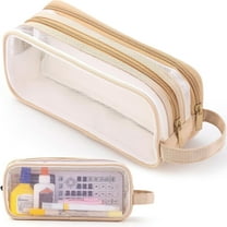 JLFNYA Hard Sided Pencil Case Clear Zipper,Clearance Clear Handheld Multifunction Pencil Pouch Transparent Makeup Bag for Teen Student College Business Travel Office Adult