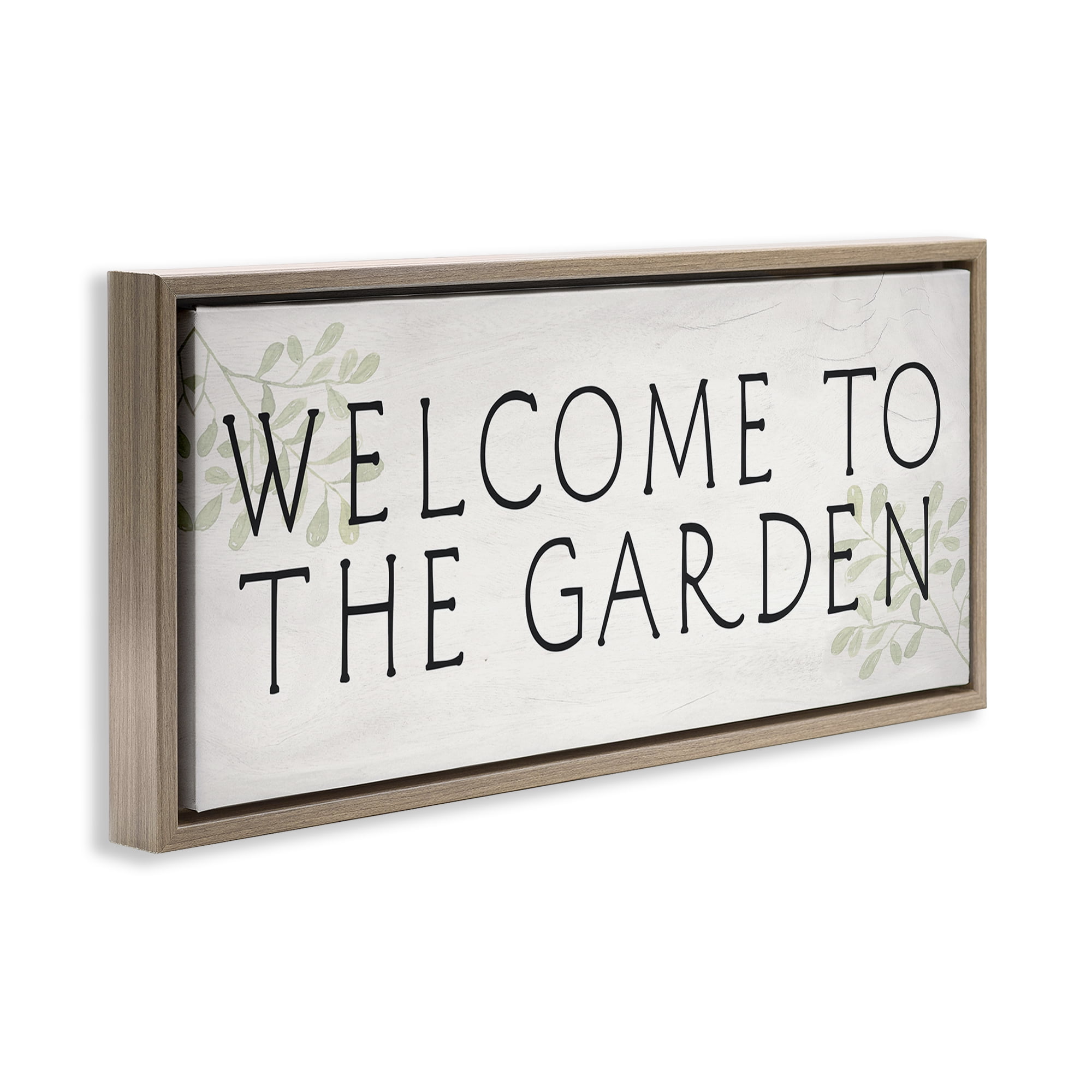 Stupell Industries Vintage Welcome Gardener Plants & Flowers Painting Brown Floater Framed Canvas Art Print Wall Art, 25 x 11