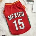 thumbnail image 7 of FENGGHAO Red Mexico Dog Soccer Jersey, Breathable Pet Sportswear with Red Striped Design, Loose Fit Athletic Shirt for Dogs and Cats, 7 of 7