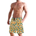 thumbnail image 2 of Dailycode Men's Quick Dry Swim Trunks Beach Shorts Casual Summer Board Shorts with Pockets, Orange Slice and Leaf, 2 of 8