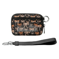 Hovmgk Portable Waterproof Wristlet Pouch, Bow Pattern with Clear Card Slot, Stylish Wristlet Bag, Waterproof Travel Pouch for Cards & ID, Versatile Use for Daily Commuting, Pink/Blue