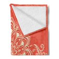 thumbnail image 2 of Oriental Soft Flannel Fleece Throw Blanket, Round Mandala Design Yoga Cosmos Concepts Outline Ornament Graphic, Cozy Plush for Indoor and Outdoor Use, 50" x 60", Orange Ivory, by Ambesonne, 2 of 5