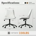 thumbnail image 5 of Genpo Desk Chair, Armless Desk Chair with Wheels, White PU Leather Small Computer Desk Chairs for Small Place Home Bedroom Vanity Makeup, 5 of 6