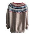 thumbnail image 3 of Fair Isle Knitted Sweater Casual Vintage Boho Long Sleeve Crewneck Lightweight Pullover Top for Fall Winter Khaki XL, 3 of 3