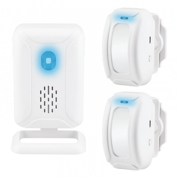 GJX Motion Sensor Doorbell Chimes for Business when Entering,Door Buzzer Alarms Ringer when Door Opens,Motion Detector Shopkeepers Bell with Blink LED Light Indoor (1Receiver 2Sensors)