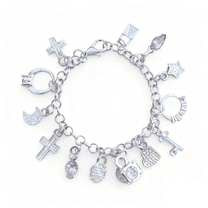 PFOYH Sterling Silver Charm Bracelet with Silver Bracelet, Braided Cord, and Velvet Bag