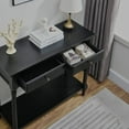 thumbnail image 4 of JESONVID Solid Wood Console Table with 2 Drawers, 2-Tier 35.4" X 30" Accent Sofa Table with Multilayer Storage Shelf Rustic Hall Entryway Tables for Living Room Home Office-Black, 4 of 8