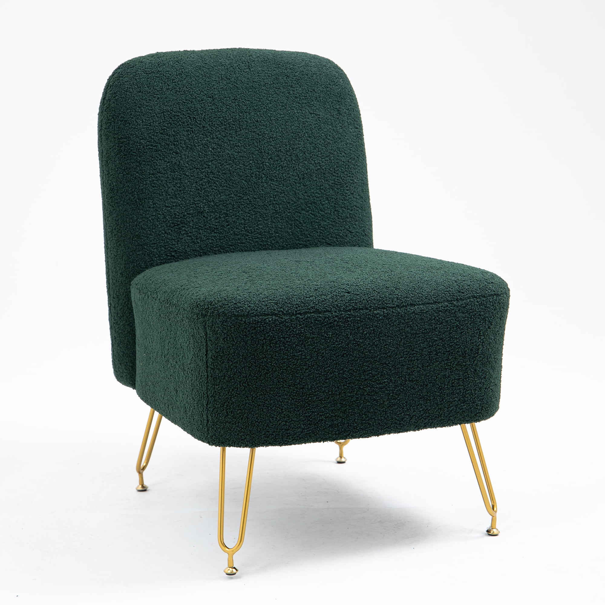 Kadyn Fabric Armchair, Accent Chair with Solid Wood Frame, Single Sofa Chairs with Gold Metal Legs for Living Room, Emerald