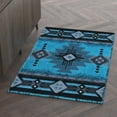 thumbnail image 4 of Emma + Oliver 3x5 Oval Turquoise Olefin Accent Rug with Complementary Southwestern Pattern in Turquoise with Jute Backing, 4 of 8