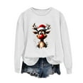 thumbnail image 2 of GUZOM Womens Christmas Reindeer Graphic Sweatshirt - Oversized Crew Neck Long Sleeves, Festive White Style for Holiday & Casual Wear,Size XS, 2 of 4
