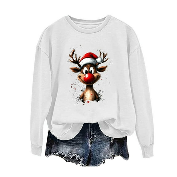 Christmas Sweatshirts for Women Sweatshirts No Hood Gothic Short Sweaters Oversized Long Sleeve Blouses Dressy Casual