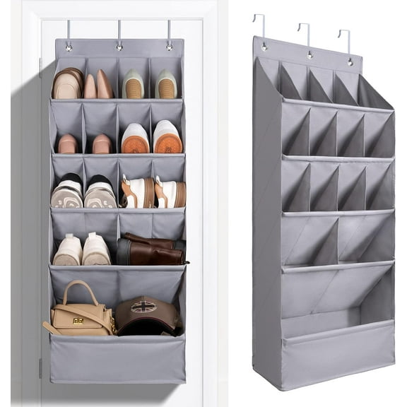 LUIISIS Over the Door Shoe Organizer for Closet, Shoes Rack for Closet with 15 Large Pockets,  Hanging Shoe Organizers for Boot Storage, Behind the Door Narrow Shoe Holder for Small Shoes